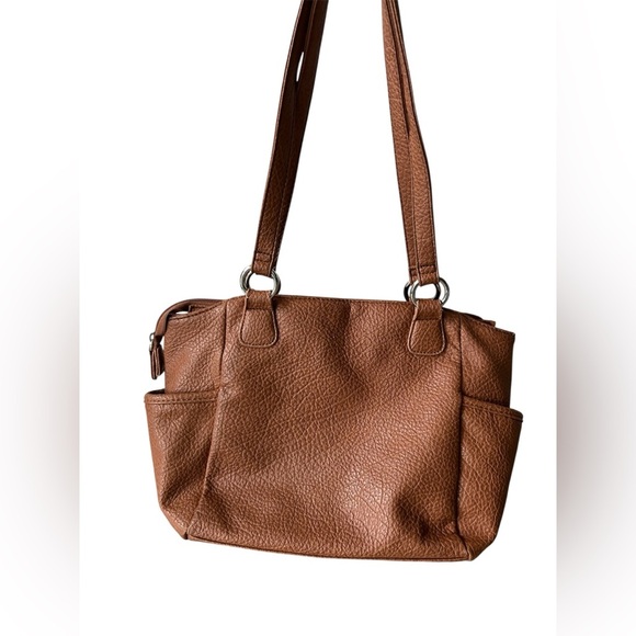 Multi-Sac Brown Vegan Pebbled Leather Purse with lots of storage spaces - Picture 9 of 13